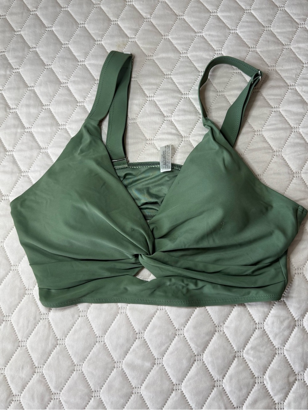 Younique Olive Green Twist-Front Bikini Top